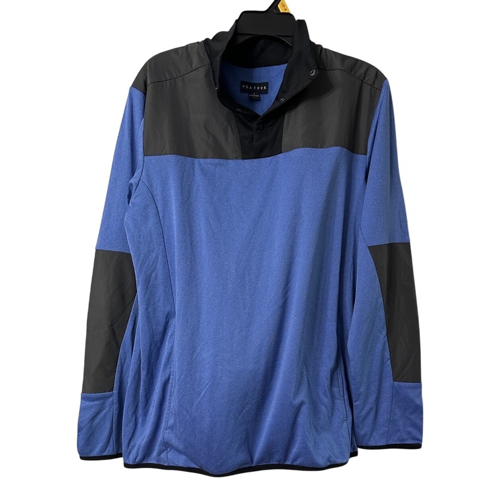 NWT PGA Tour Mens Blue Long Sleeve Dri Control UPF 25 Shirt Size Medium